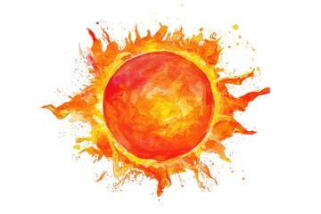 A vibrant, artistic depiction of a sun with radiant rays and a fiery glow.