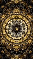 Obraz premium Stunning Golden Architectural Ceiling Design with Intricate Patterns