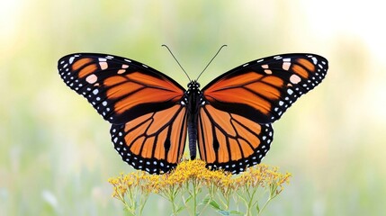 Obraz premium Monarch Butterfly on Yellow Flower Closeup