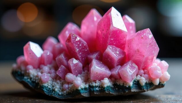 Pink rhodochrosite crystal with cobalto calcite matrix, stone, crystal