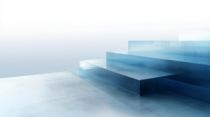 Obraz premium 3d render of abstract futuristic glass architecture with empty concrete floor , isolated on white background, , copy space for text,