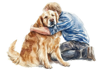 A person hugging a golden retriever, displaying a deep bond and affection between them.
