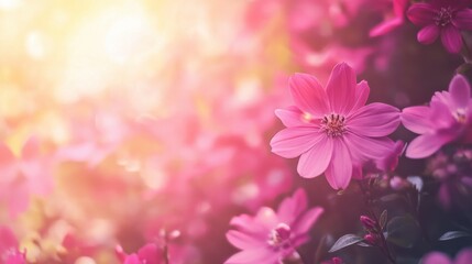 Delicate Pink Flowers in Soft Natural Light During Spring Season