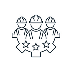 A group of professional technical specialists.Expert assistance, support.Vector linear icon illustration isolated on white background.