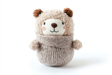 Adorable Knitted Bear Stuffed Animal Toy