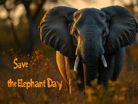 Crying Cartoon Elephant. Save the Elephant Day