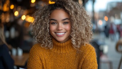 A smiling woman jotting down notes in a notebook while holding a tablet