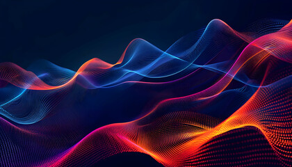 Obraz premium Vibrant abstract waves of blue and orange light flowing against a dark background, symbolizing energy