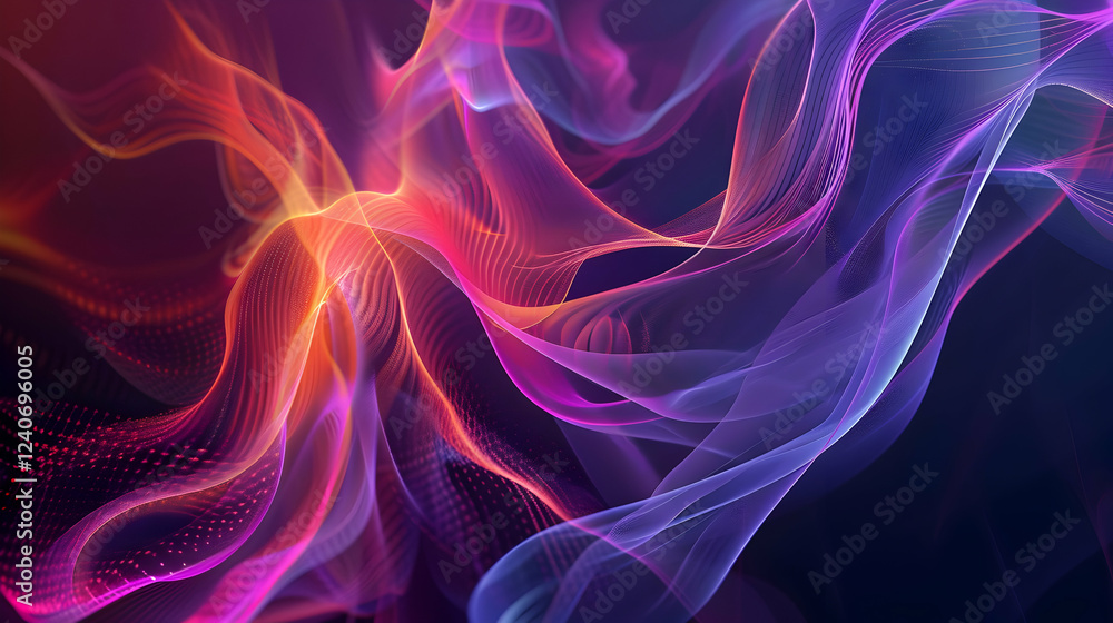 Aufkleber vibrant abstract waves of color flowing through a dark background, creating a dynamic visual effect