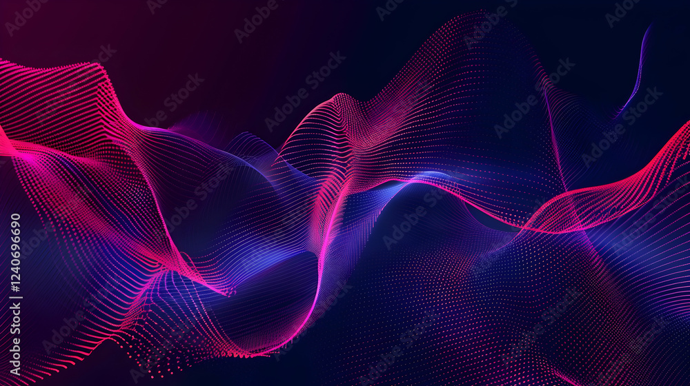Poster Abstract digital waves in vibrant colors creating a dynamic visual experience, ideal for backgrounds
