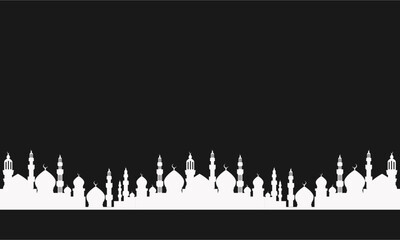 Vector Illustration Balck Color Long Mosque Background
