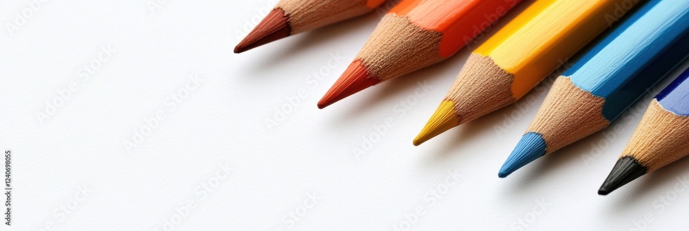 Poster colorful pencils arranged in a row ready for creative projects and artistic expressions during a bri