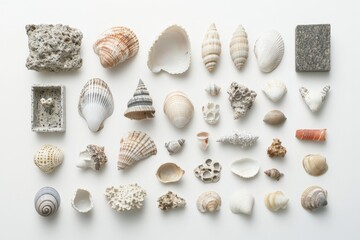 A Collection of Seashells and Rocks