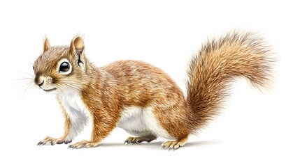 Fototapeta premium A Red Squirrel Posing Against A White Background