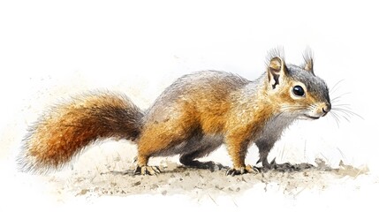Obraz premium A Red Squirrel Portrait Watercolor Painting