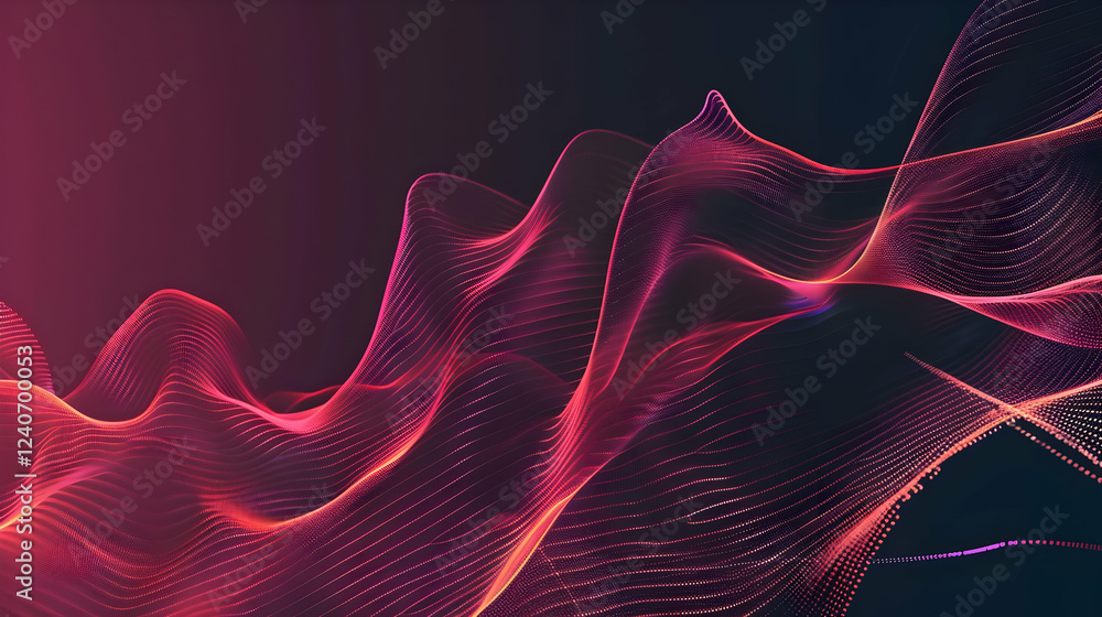 Poster abstract colorful wave patterns flowing gracefully against a dark background, creating a dynamic vis