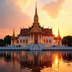 Obraz premium Bangkok Grand Palace - Majestic Sunrise