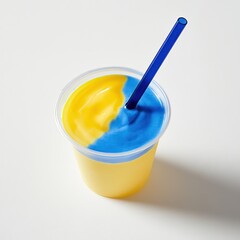 Yellow and blue smoothie, studio shot, white background, refreshment