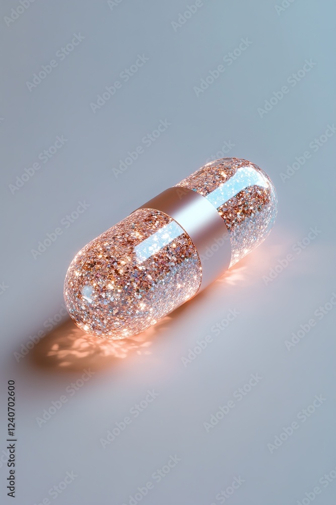 Poster designed to impress, this pill showcases a surface with intricate diamond patterns that capture ligh