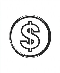 Obraz premium Simple Black and White Dollar Sign Symbol for Financial Themes