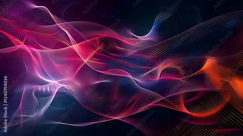 Poster abstract colorful waves flowing in a dark background, creating a dynamic and vibrant atmosphere (1)