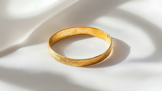 gold wedding ring on white silk background