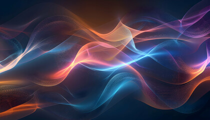 Obraz premium Abstract colorful waves of light flowing smoothly across a dark background, creating a dynamic visual effect