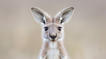 Fototapeta premium Close-up kangaroo portrait, Australian outback background, wildlife photography, nature website