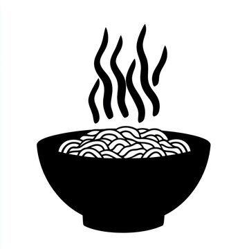 recommend clip art: Steaming noodle bowl, Asian cuisine, simple graphic, food blog