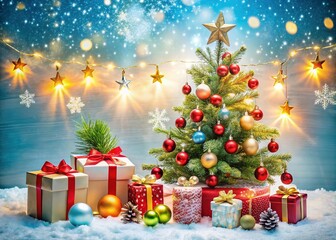 Festive Christmas Background with Symbols