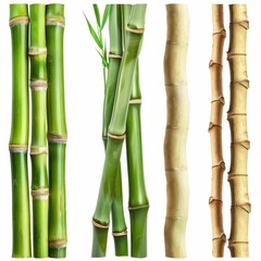 Variety of bamboo stalks in different colors.