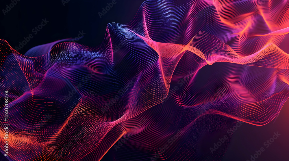 Poster abstract flowing waves of vibrant colors in a dark background, creating a dynamic visual effect (1)