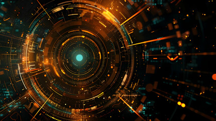 Obraz premium Abstract digital vortex with glowing lines and data streams, symbolizing technology and innovation