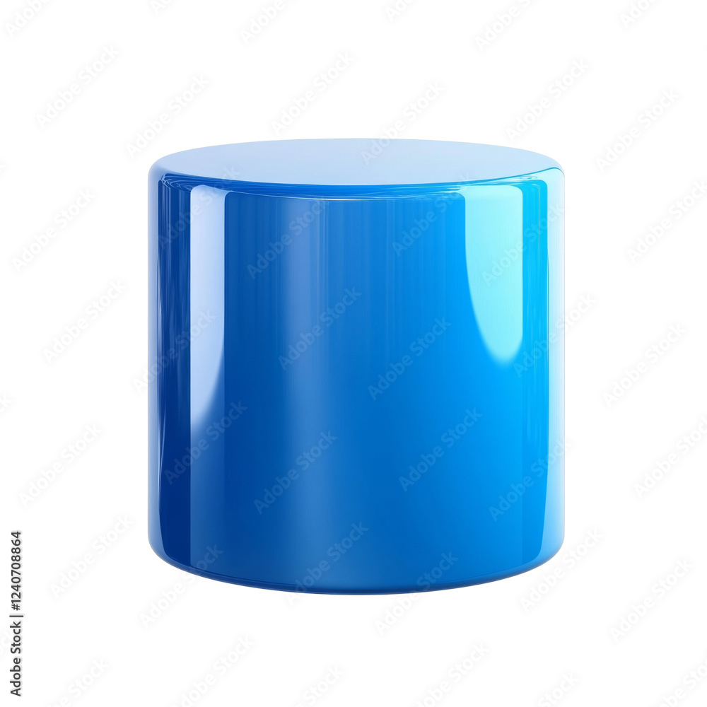 Aufkleber a digital rendering of a glossy blue cylinder, isolated on a black background, exhibiting smooth cur