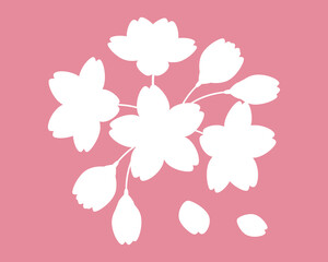 桜の花のシルエットのイラスト　さくら