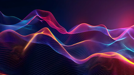 Fototapeta premium Colorful abstract waves of light create a mesmerizing digital landscape with depth and flow