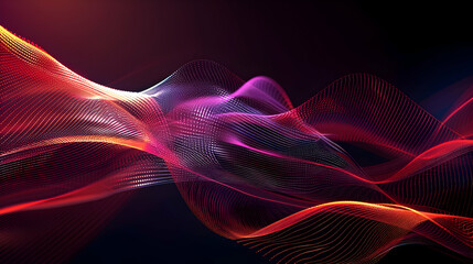 Fototapeta premium Abstract wave patterns in vibrant colors flowing across a dark background, creating a dynamic visual effect (2)