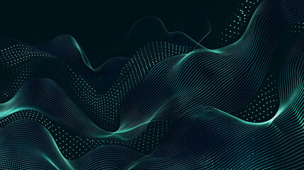 Abstract waves with flowing lines and dots in a dark background, creating a dynamic visual effect