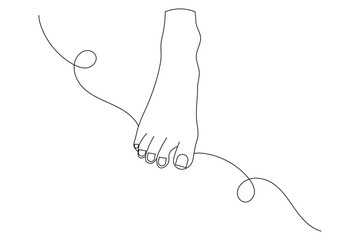 Foot sole Continuous one line art drawing of scissors vector illustration design
