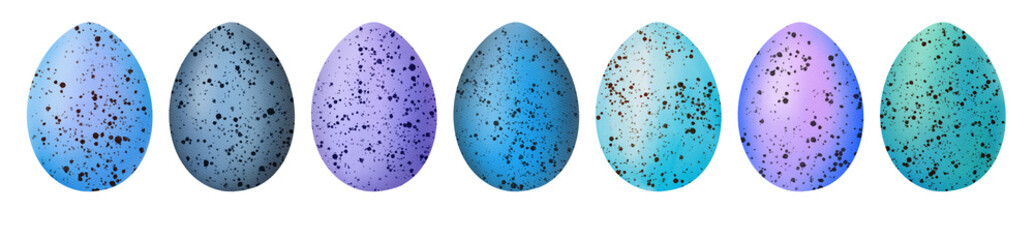 Set of colourful Easter eggs. Watercolor digital illustration. Collection of various eggs isolated on white background. For the design, decoration and composition of postcards, posters, stickers
