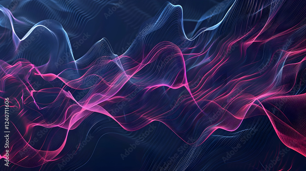 Poster abstract colorful wave patterns flowing across a dark background, creating a dynamic visual effect (