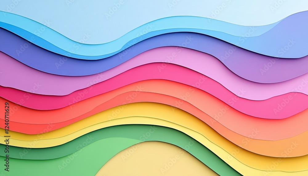 Poster colorful curved layers of paper creating abstract background design
