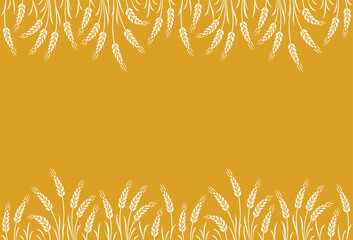 yellow wheat, oat, rye seamless label pattern with stalks