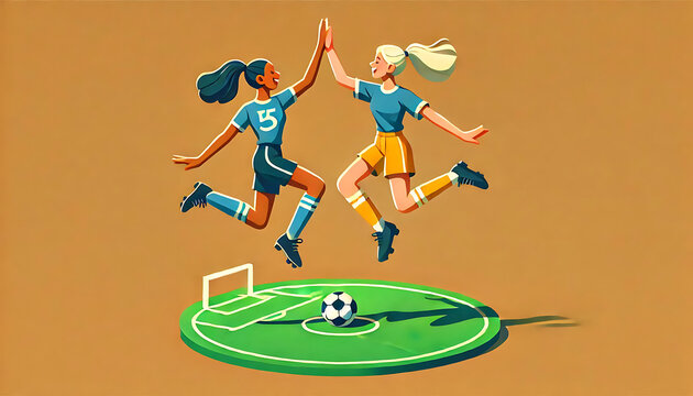 Team Spirit: Soccer Players Rejoice After a Goal