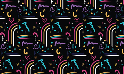seamless pattern with arrows vivied doodle pattern trendy 90s style kids party confetti texture repeatble gird wallpaper