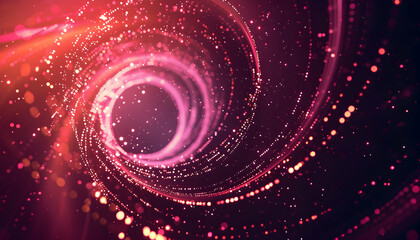 Abstract swirl of vibrant pink and purple particles creating a dynamic vortex effect