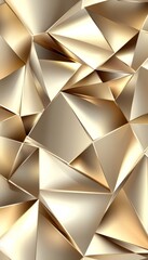 Abstract Geometric Background, Seamless Pattern of Gold Leaf Triangles, Vector Illustration Design.