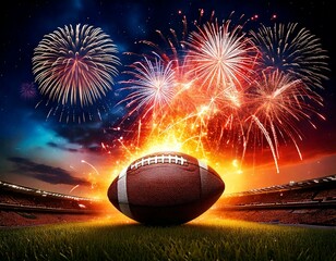 Super Bowl Background with Football american and Firework Generated image
