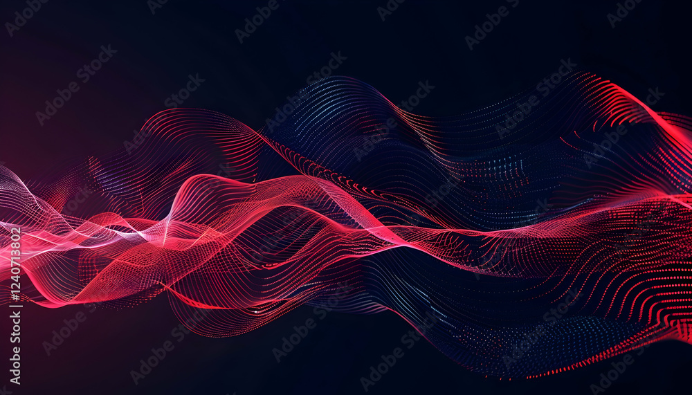 Poster abstract wave patterns in vibrant red and blue tones create a dynamic visual experience