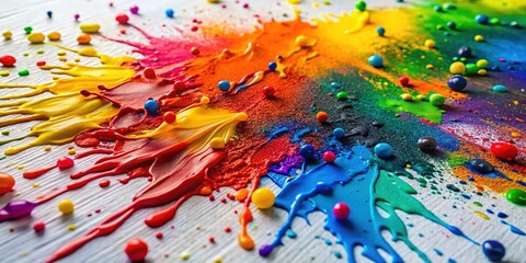 Oil Spray Paint Splatter Art on White Background